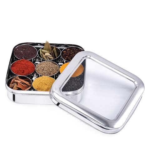 bm stainless steel masala box|masala storage box.